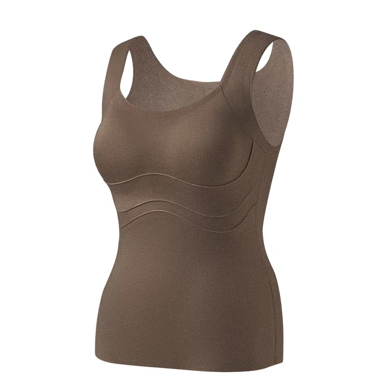 欧迪芬 无痕轻塑蓄热锁温抑菌自带胸垫保暖背心 女款