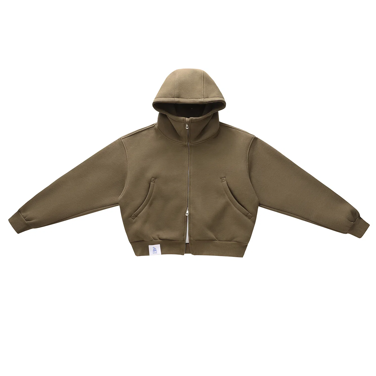 【dme】 日式简约复古休闲宽松重磅港风运动日常户外拉链连帽潮牌口袋百搭纯色长袖上衣秋季情侣外套卫衣 男女同款