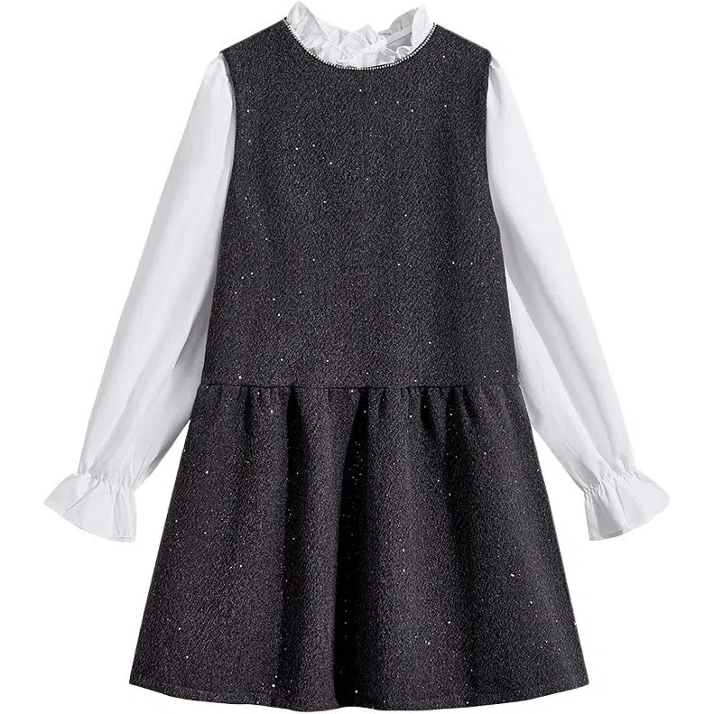 海獭 毛呢小香风套装裙长袖连衣裙两件套 女款