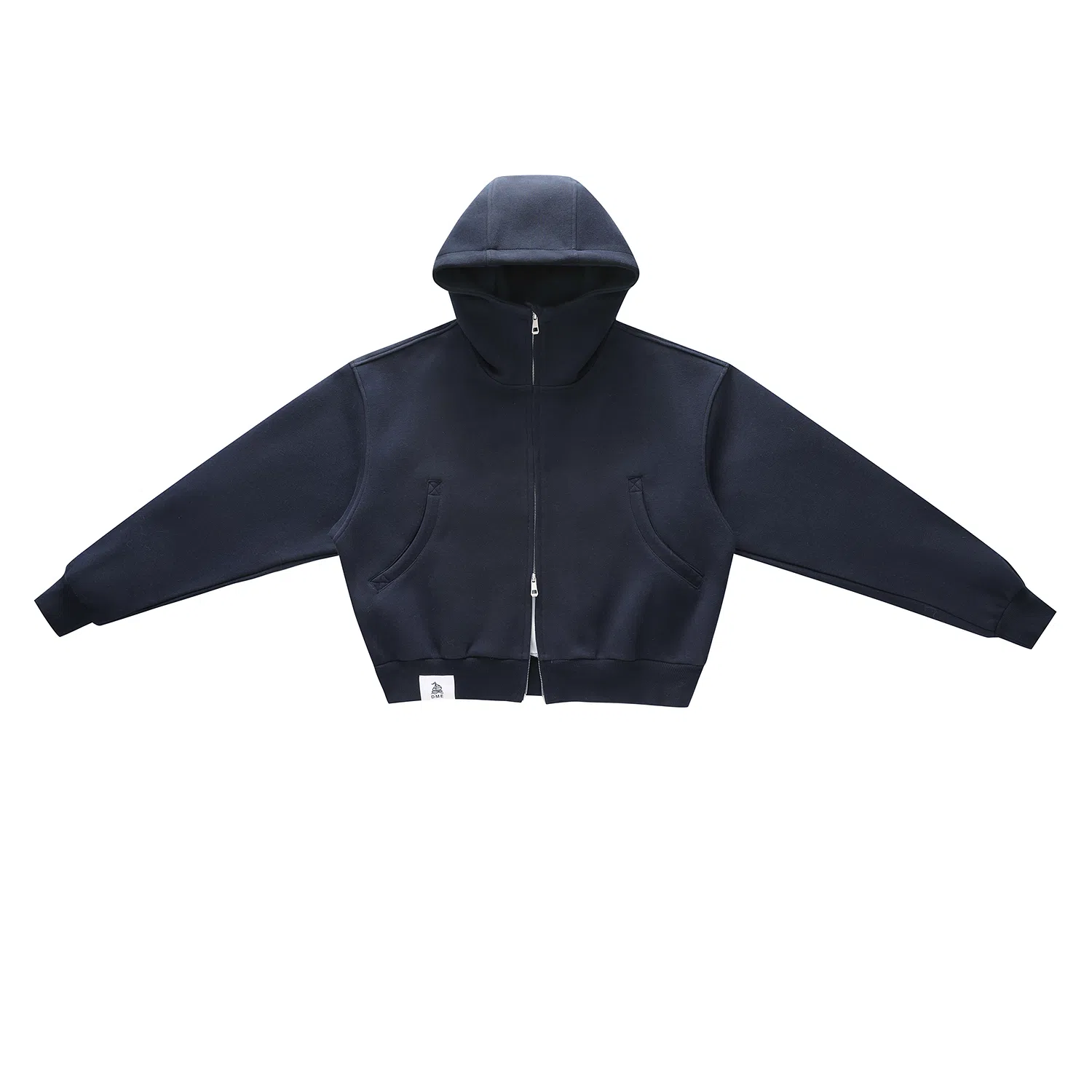 【dme】 日式简约复古休闲宽松重磅港风运动日常户外拉链连帽潮牌口袋百搭纯色长袖上衣秋季情侣外套卫衣 男女同款