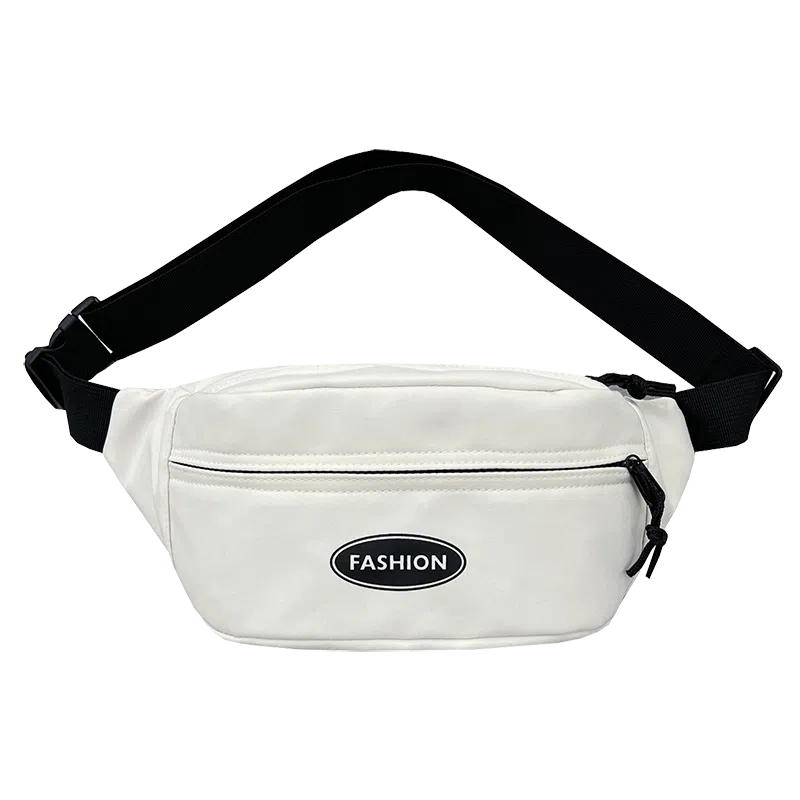 南潇湘 原宿工装风运动百搭骑行斜挎包初高中大学生大容量出行单肩包男生背包 尼龙 胸包 常规 男女同款情侣款 白色/黑色