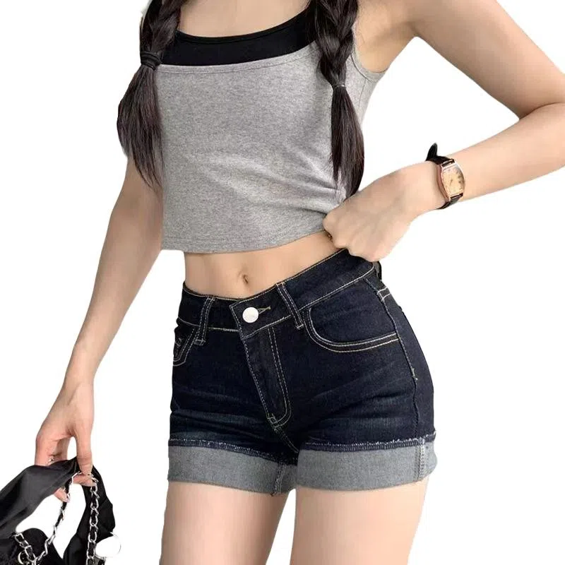 望莱仕 高腰修身简约牛仔短裤 女款