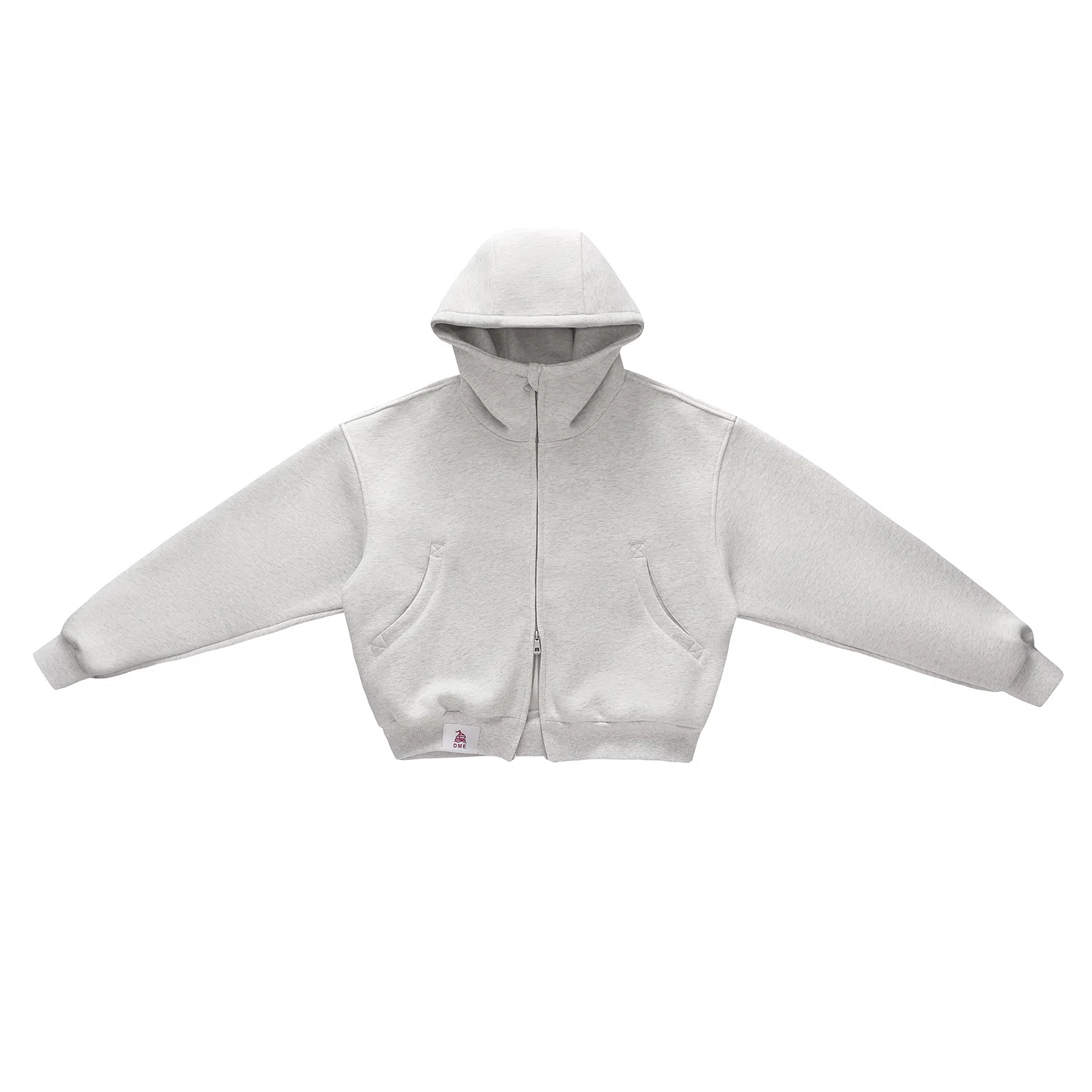 【dme】 日式简约复古休闲宽松重磅港风运动日常户外拉链连帽潮牌口袋百搭纯色长袖上衣秋季情侣外套卫衣 男女同款