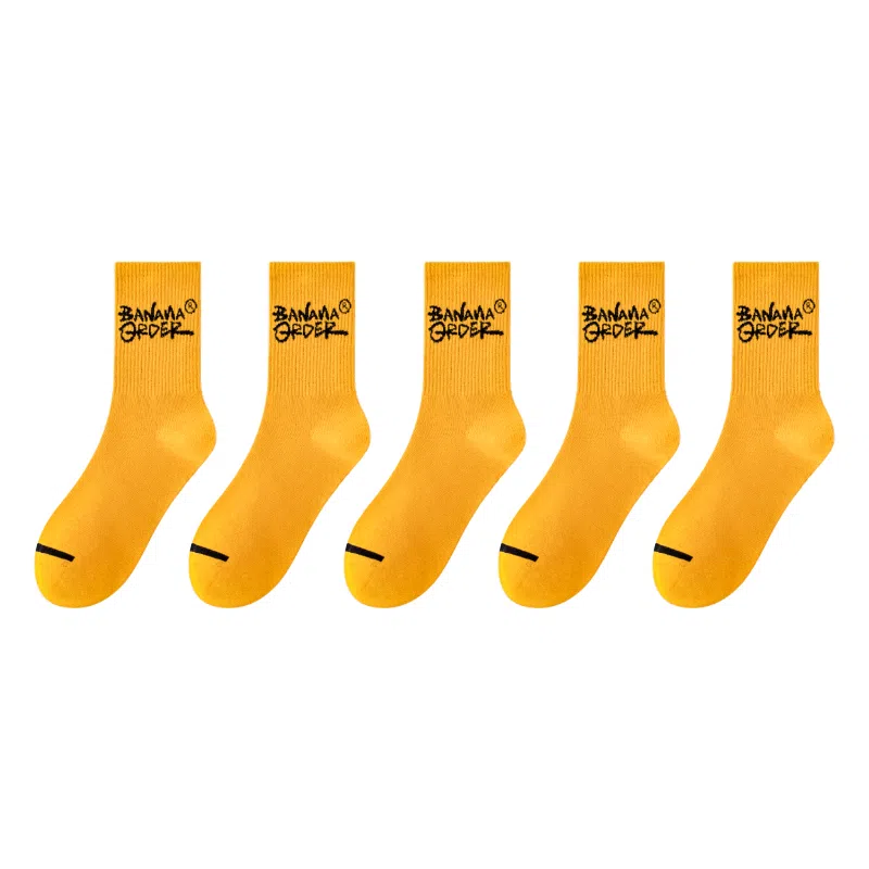 莫代尔 棉质防臭简约百搭休闲运动防滑吸湿排汗时尚印花中筒袜 男款