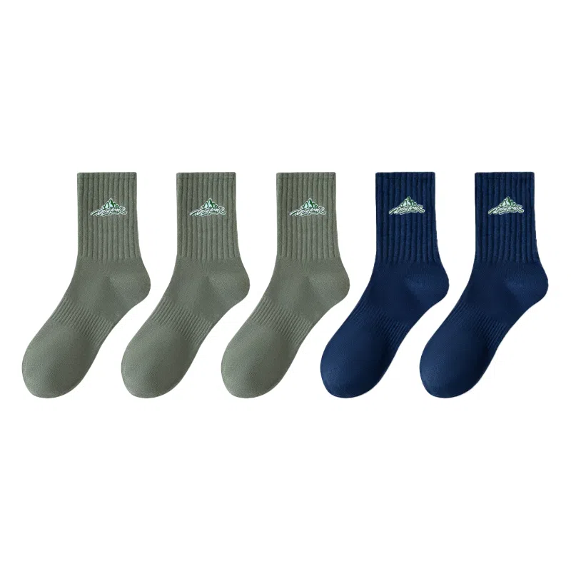 莫代尔 袜子新疆棉透气防臭吸湿排汗潮酷印花高弹运动防滑不臭脚四季中筒袜 男款