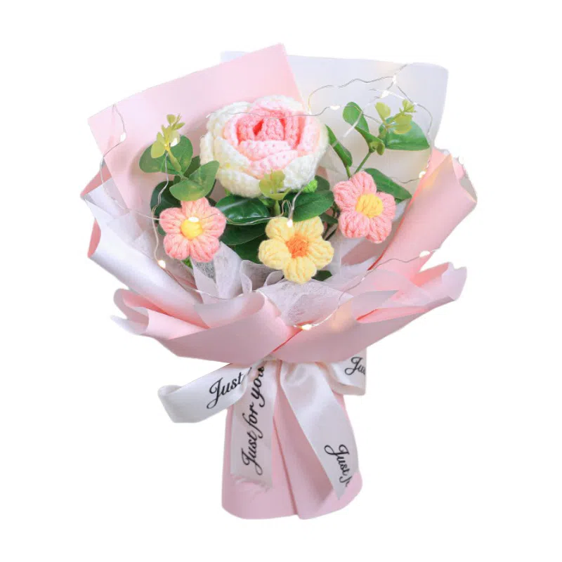 欧洛伊 创意钩织毛线玫瑰花束 其他手工制作