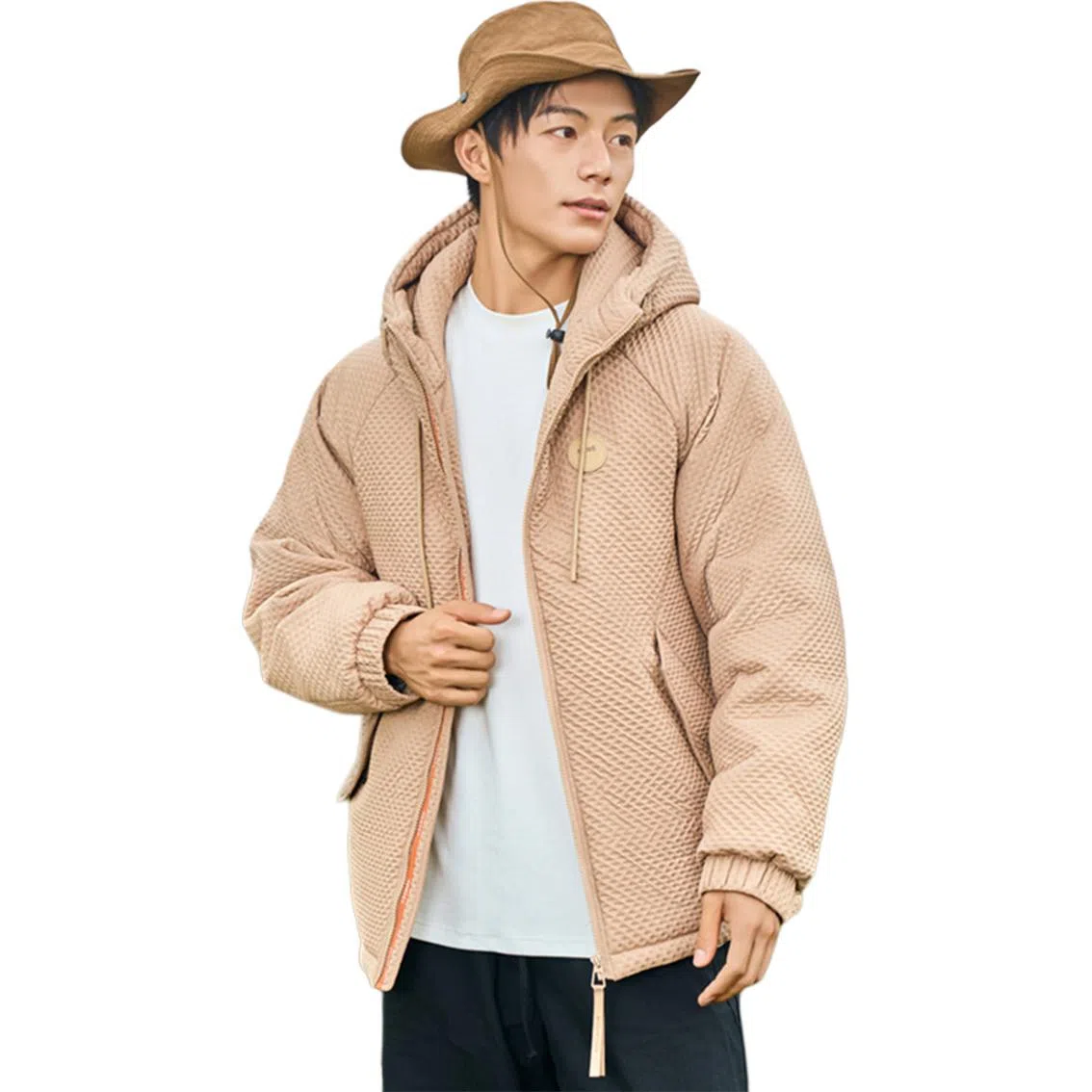 鸭鸭 冬季时尚百搭纯色保暖舒适休闲连帽羽绒服 男女同款