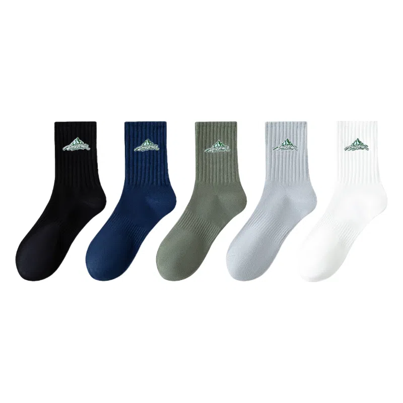 莫代尔 袜子新疆棉透气防臭吸湿排汗潮酷印花高弹运动防滑不臭脚四季中筒袜 男款