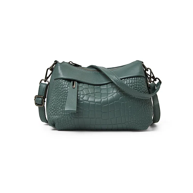 老人头 时尚百搭纯色通勤潮流百搭 牛皮革拼合成革 单肩包 常规 女款 多色