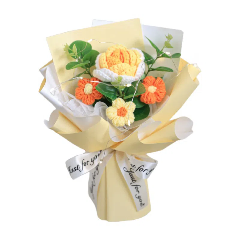 欧洛伊 创意钩织毛线玫瑰花束 其他手工制作