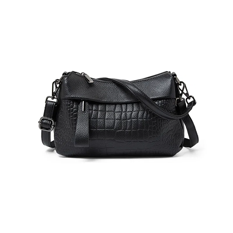 老人头 时尚百搭纯色通勤潮流百搭 牛皮革拼合成革 单肩包 常规 女款 多色