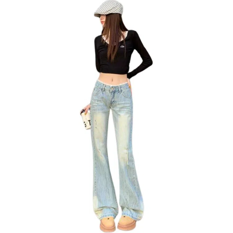 淑好百 低腰微喇叭秋季牛仔裤 女款