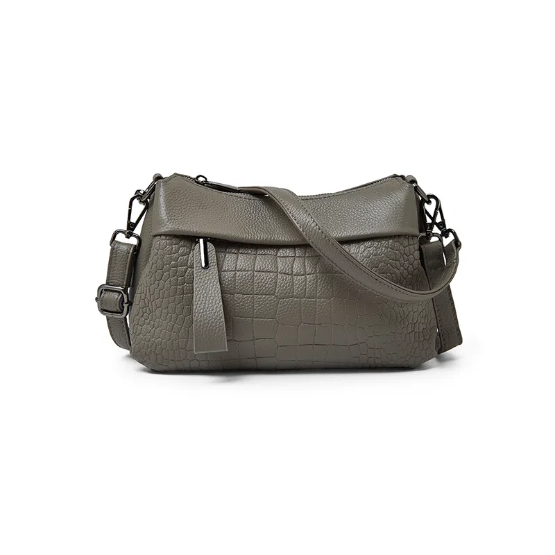 老人头 时尚百搭纯色通勤潮流百搭 牛皮革拼合成革 单肩包 常规 女款 多色