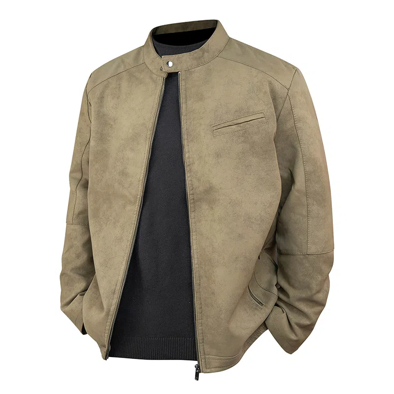 日系美式复古风通勤休闲百搭机车服皮衣 男女同款