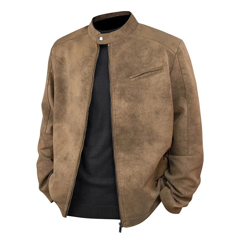 日系美式复古风通勤休闲百搭机车服皮衣 男女同款