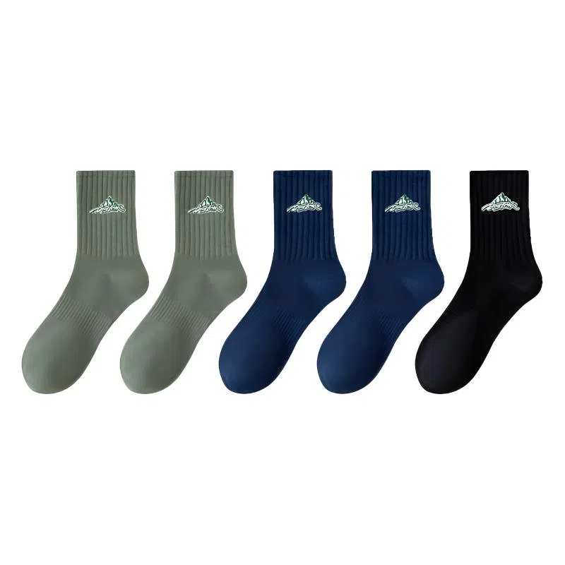 莫代尔 袜子新疆棉透气防臭吸湿排汗潮酷印花高弹运动防滑不臭脚四季中筒袜 男款