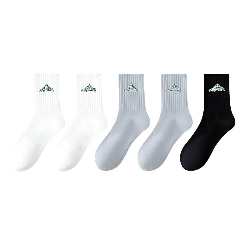 莫代尔 袜子新疆棉透气防臭吸湿排汗潮酷印花高弹运动防滑不臭脚四季中筒袜 男款