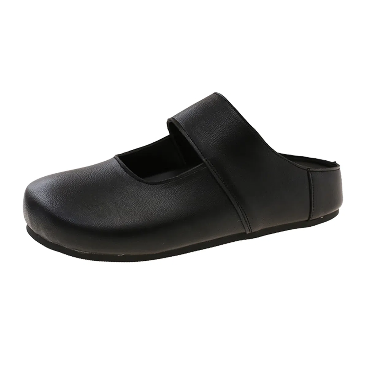 乐乐鱼 外穿百搭 防磨包头拖鞋 女 黑色