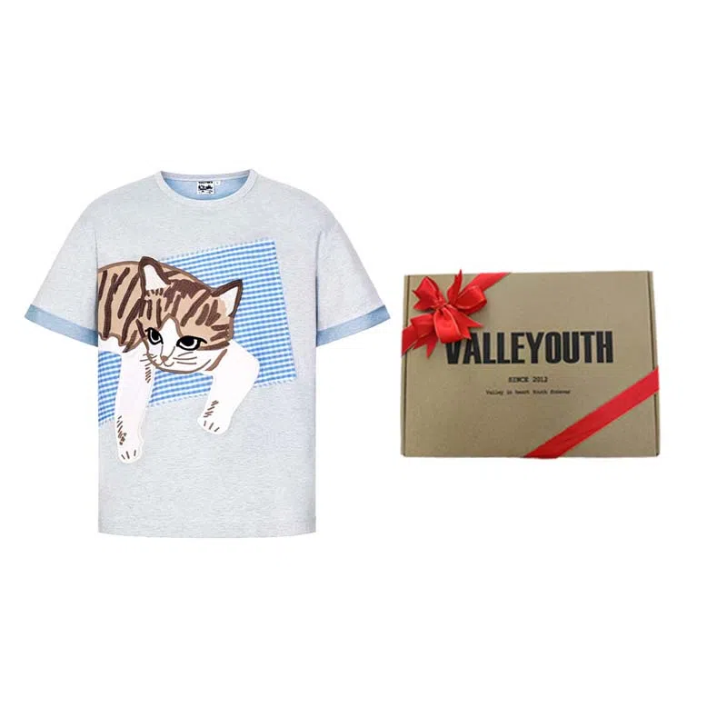VALLEYOUTH Embroidered Plaid Patchwork Tee