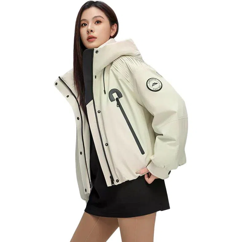 鸭鸭 秋冬 设计感时尚百搭保暖面包羽绒服 短款 女款