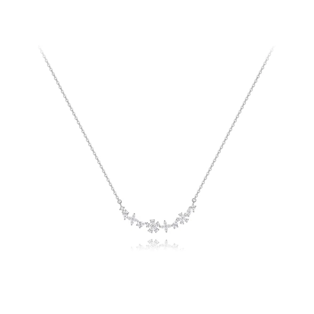 【S925银】 六桂福珠宝 紫藤花开小众设计经典百搭日常简约高级感精致轻奢通勤极简温柔气质可调节 锆石 项链 女款