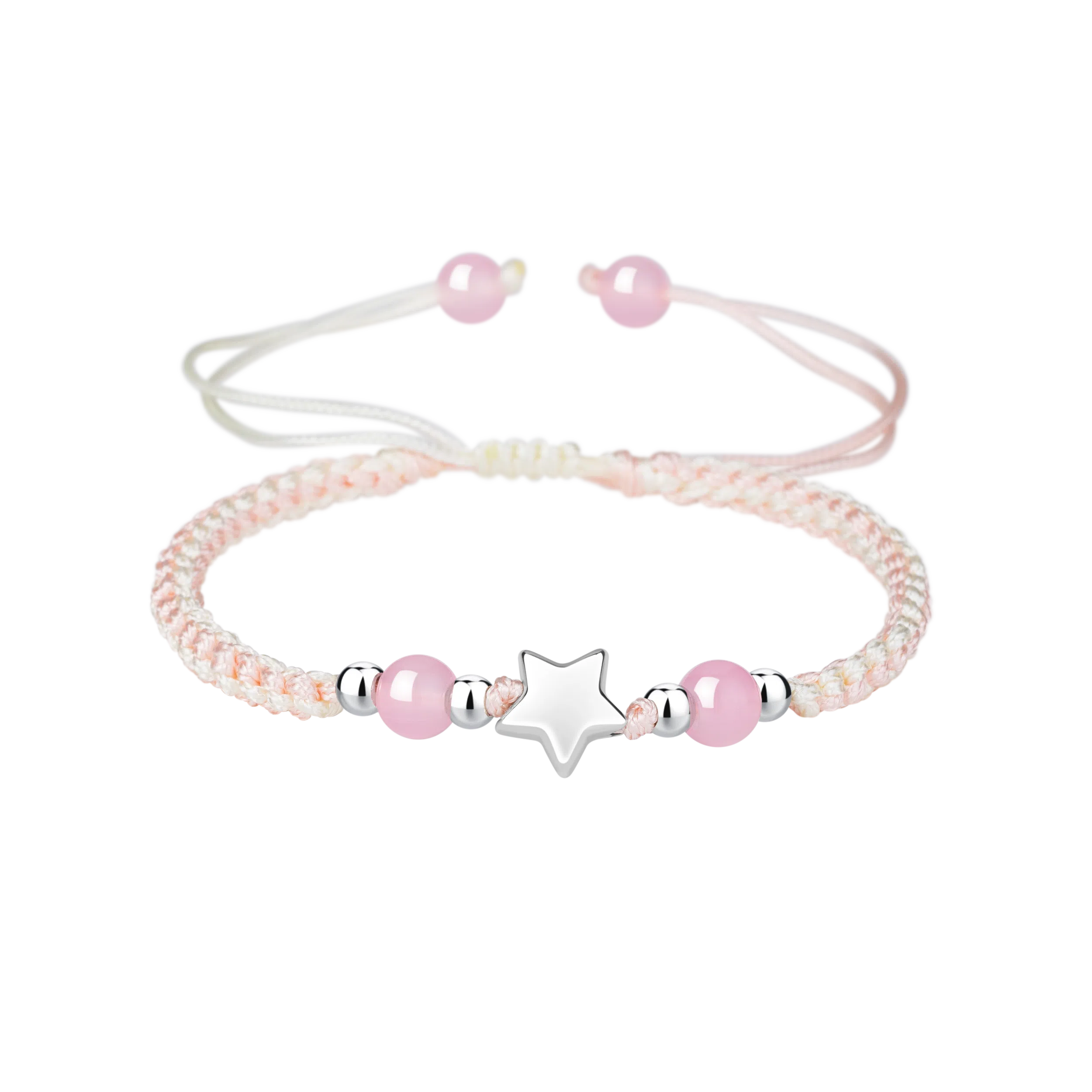 【S999纯银星星】 色菲尔 新中式可爱个性手链 小清新甜美韩式国风好运转运珠时尚简约通勤日常百搭可调节 织物 手绳 男女同款情侣款