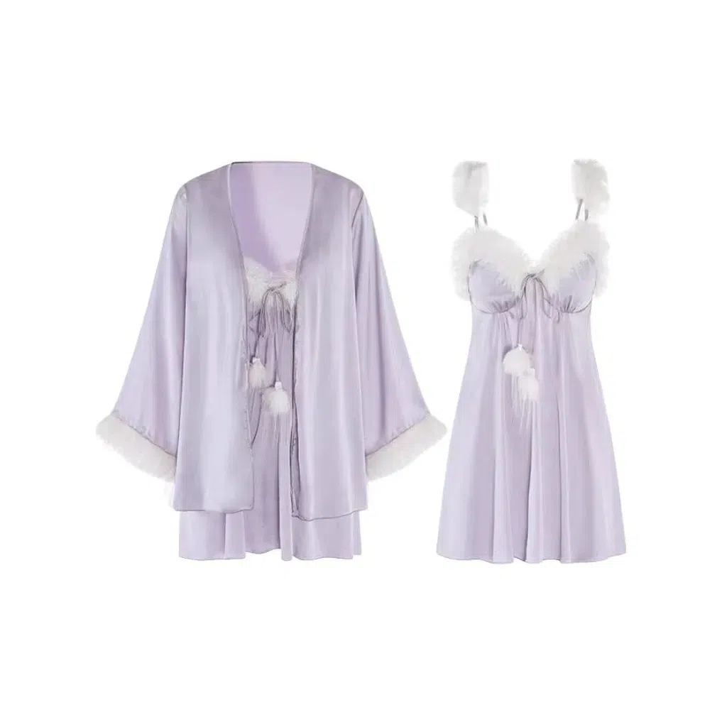 桔内 纯欲低胸加胸垫丝滑缎面睡裙 女款