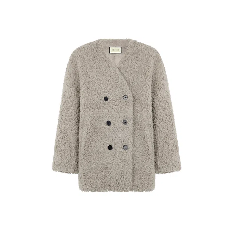 美洋 绵羊毛双排扣仿保暖大衣 女款