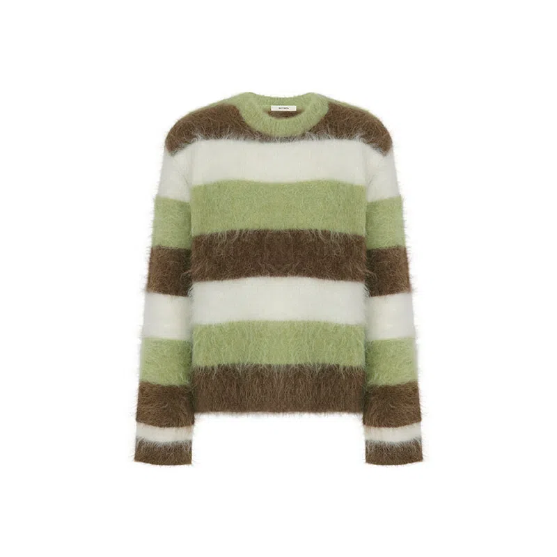 美洋 羊驼毛混纺条纹圆领毛衣 女款