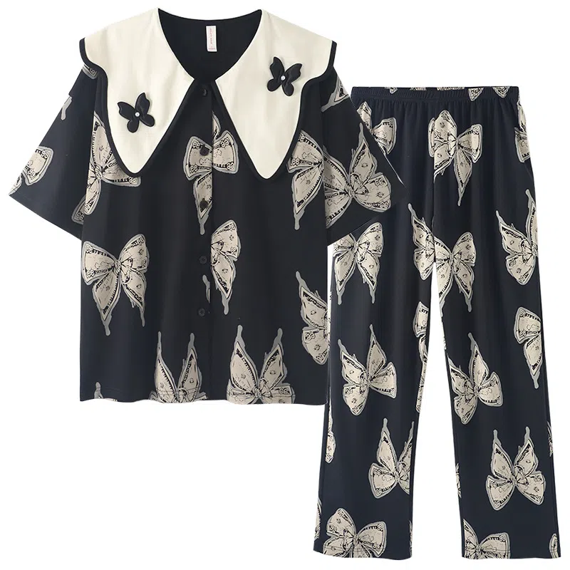 桔内 简约休闲梭棉丝绸睡衣套装 女款