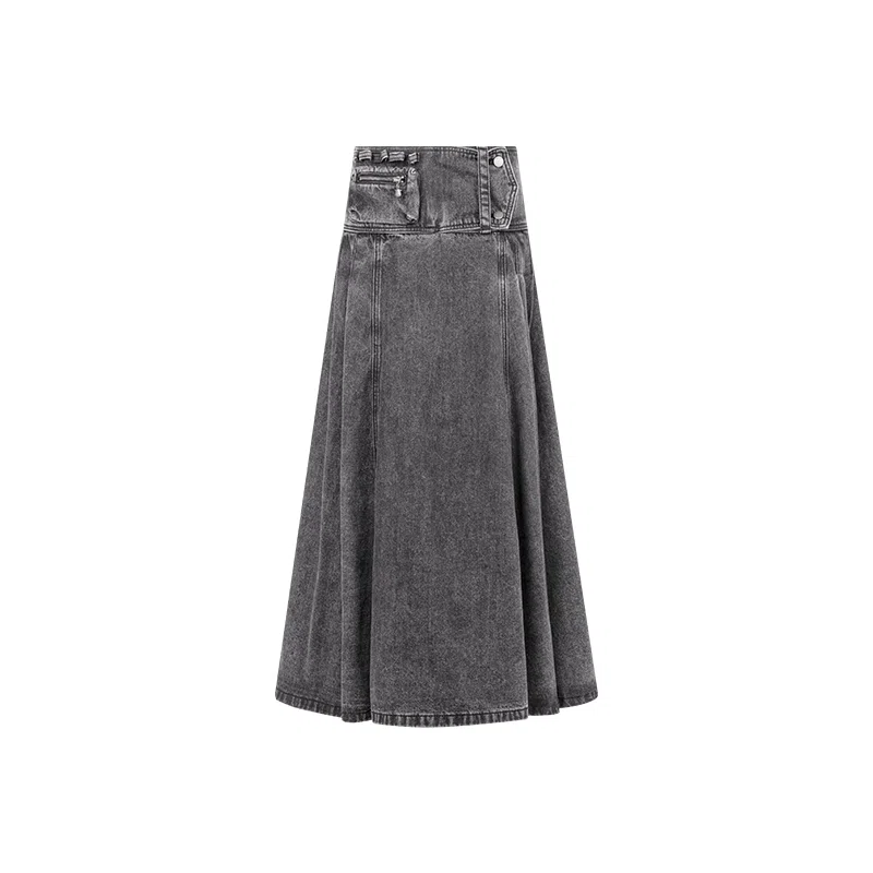 美洋 斜纹炒盐宽袢腰牛仔长裙 女款