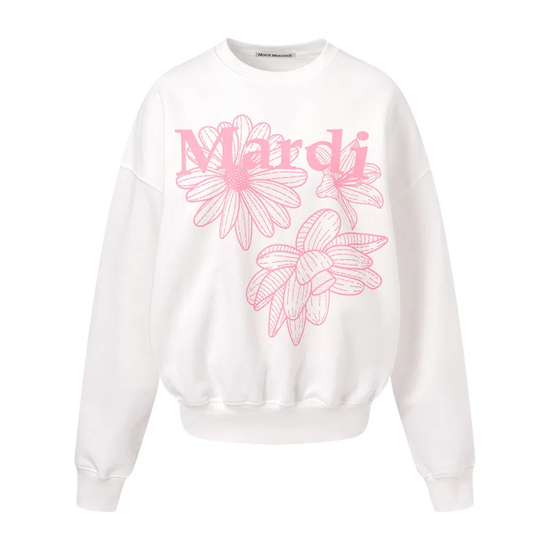 MARDI MERCREDI SS25 SWEATSHIRT TRIPLE FLOWER_WHITE PINK