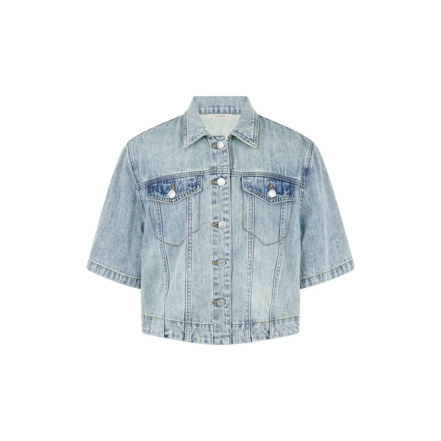 美洋 棉麻炒盐短袖牛仔外套 女款