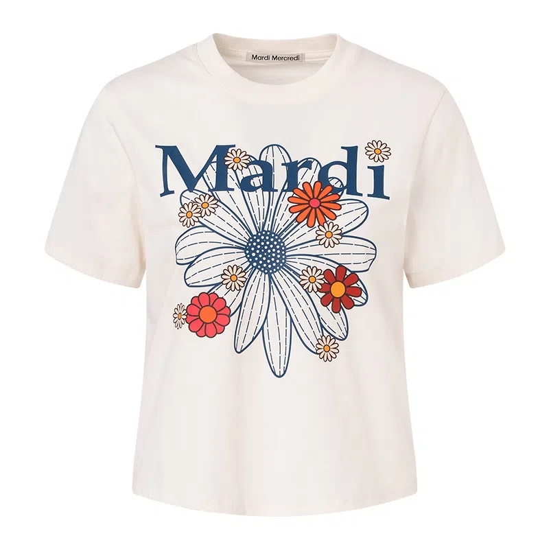 MARDI MERCREDI SS25 SLIM TSHIRT FLOWERMARDI BLOSSOM_CREAM T