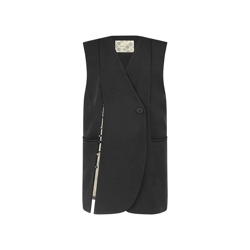 美洋 斜纹肌理宽松无袖马甲 女款