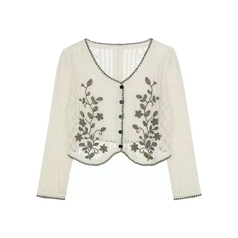 美洋 镂空钩花波西米亚针织衫 女款