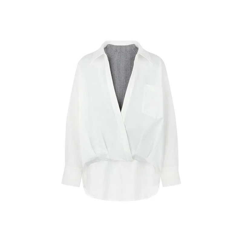 美洋 前短后长免烫半高领衬衫 女款