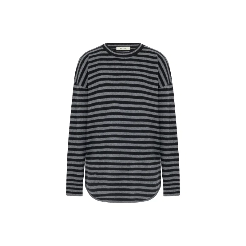 美洋 绵羊毛卷边下摆条纹毛衣 女款