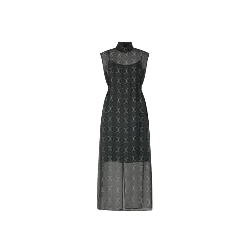 美洋 雪纺印花罩衫无袖连衣裙 女款