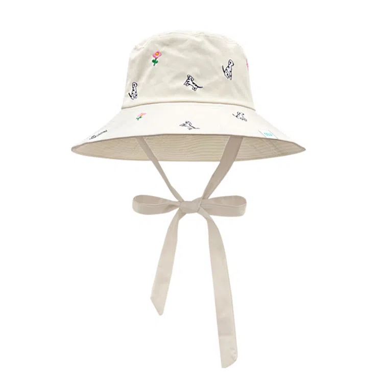 心水好物 精致刺绣小狗 遮阳防晒百搭显脸小 棉 渔夫帽 女款
