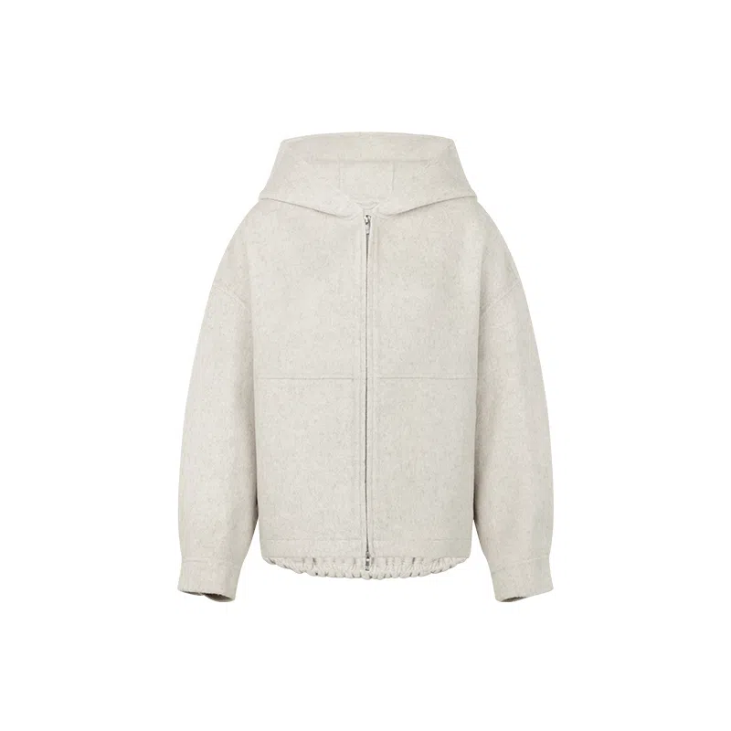 美洋 绵羊毛混纺连帽双面大衣 女款