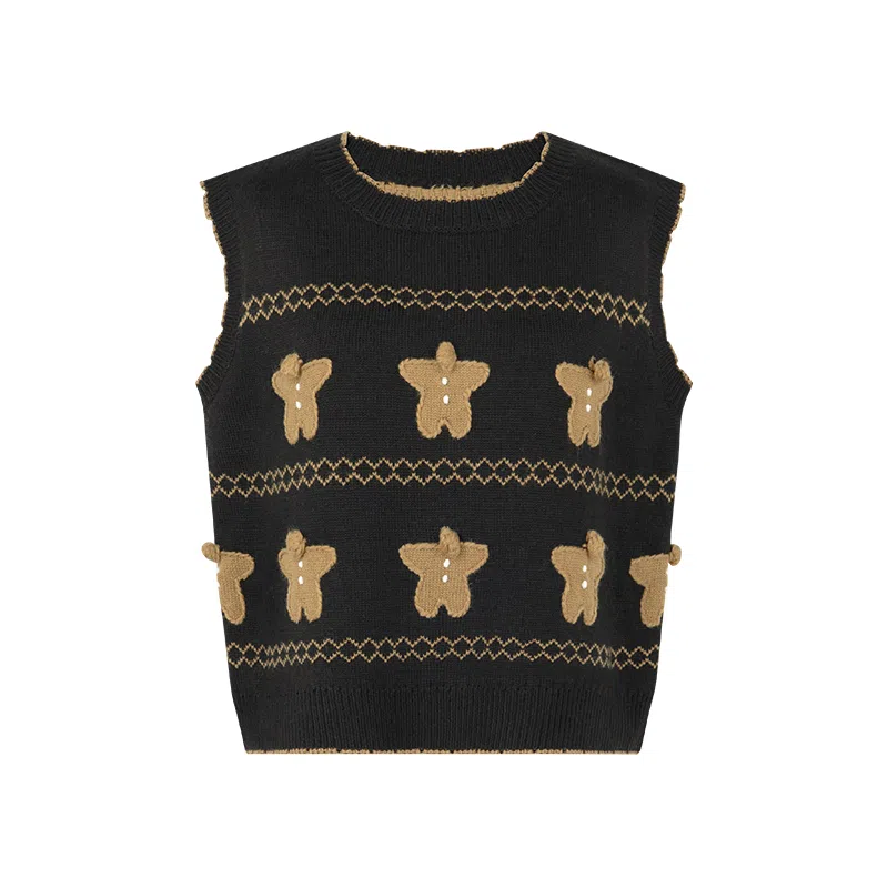 美洋 针织圆领提花马甲 女款