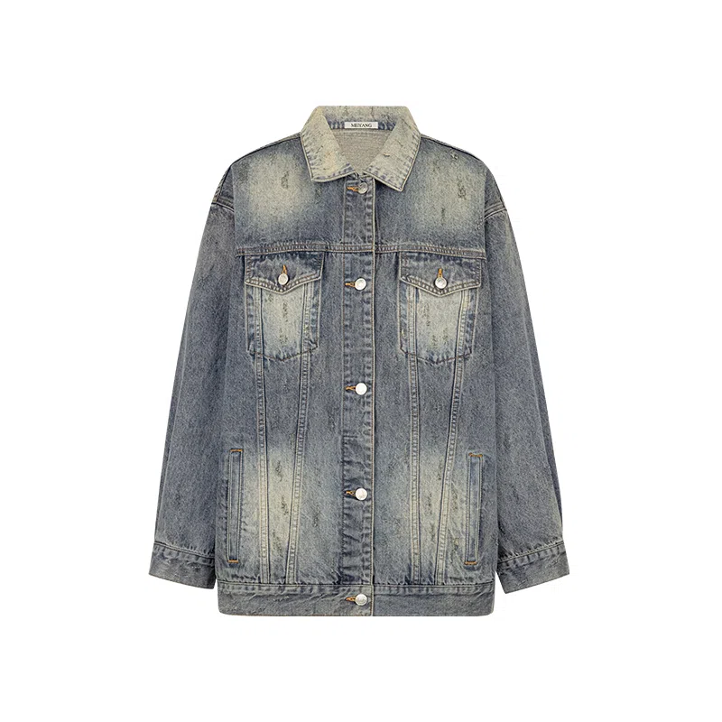 美洋 高光磨白宽松牛仔外套 女款