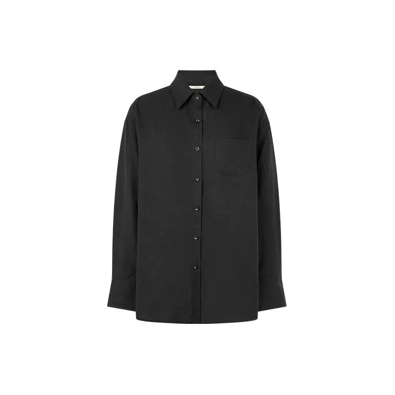 美洋 竹节翻领排扣长袖衬衫 女款