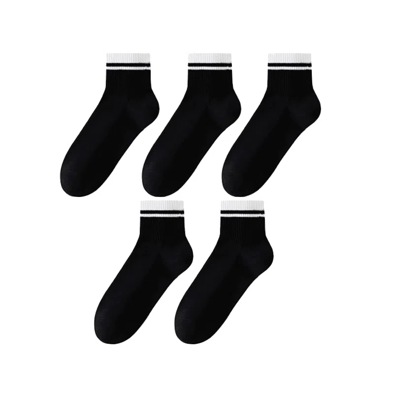 莫代尔 抗菌透气舒适简约条纹运动休闲百搭中筒袜 男款