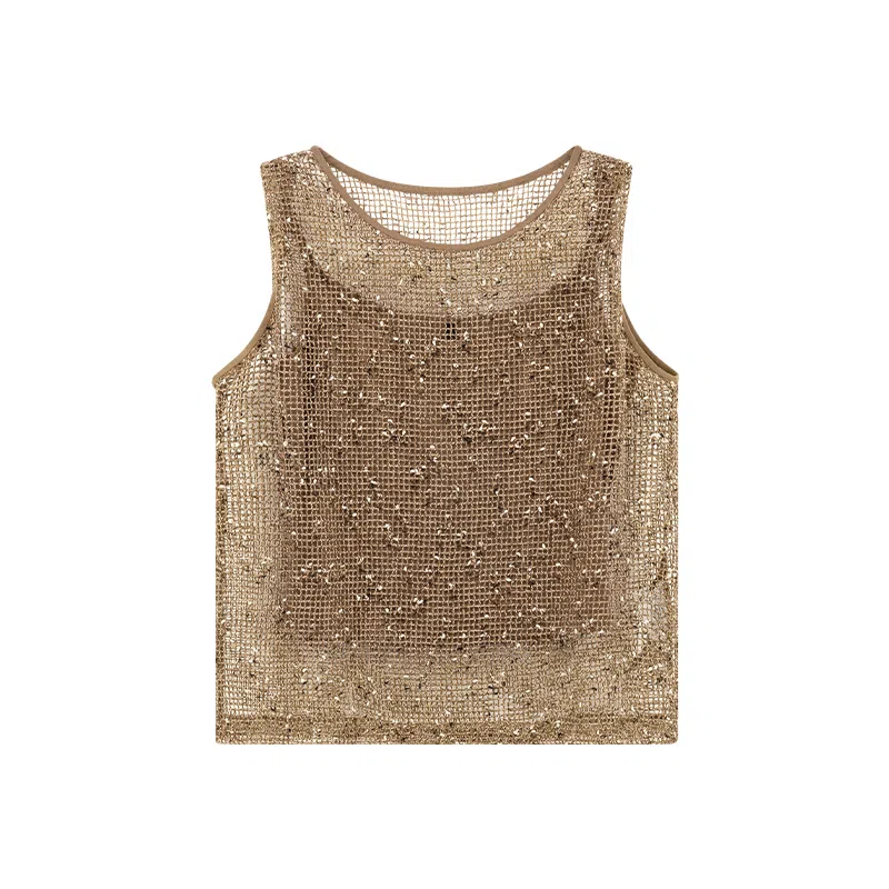 美洋 金丝糖花纱镂空编织背心 女款