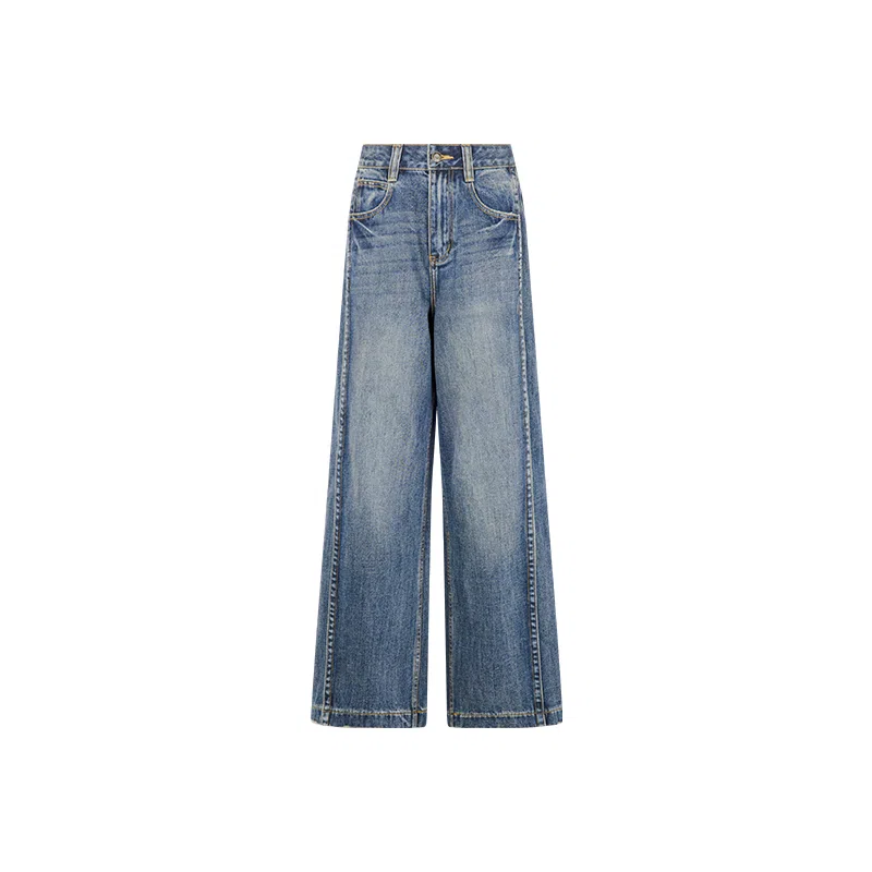 美洋 立体线大长腿侧阔腿牛仔裤 女款