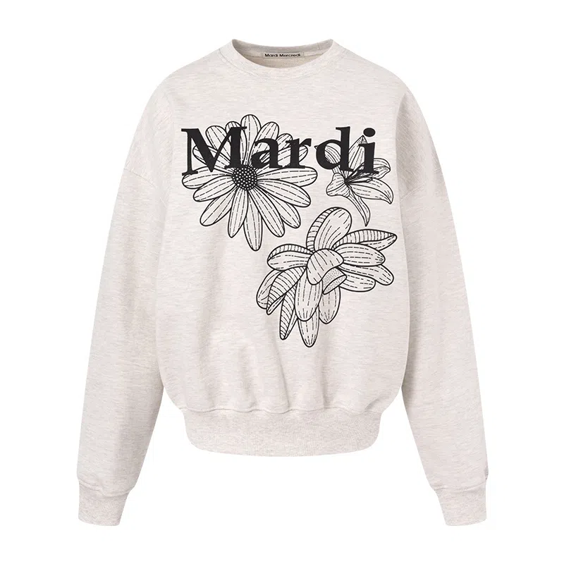 MARDI MERCREDI SS25 SWEATSHIRT TRIPLE FLOWER_OATMEAL BLACK