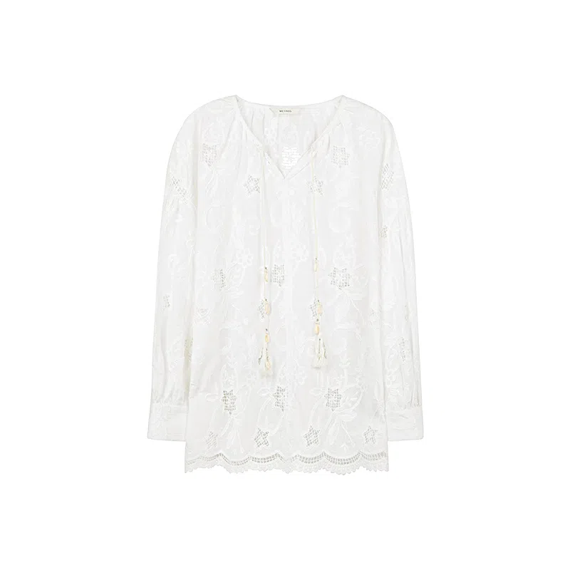 美洋 蕾丝衫浪漫诗意立体绣花衬衫 女款