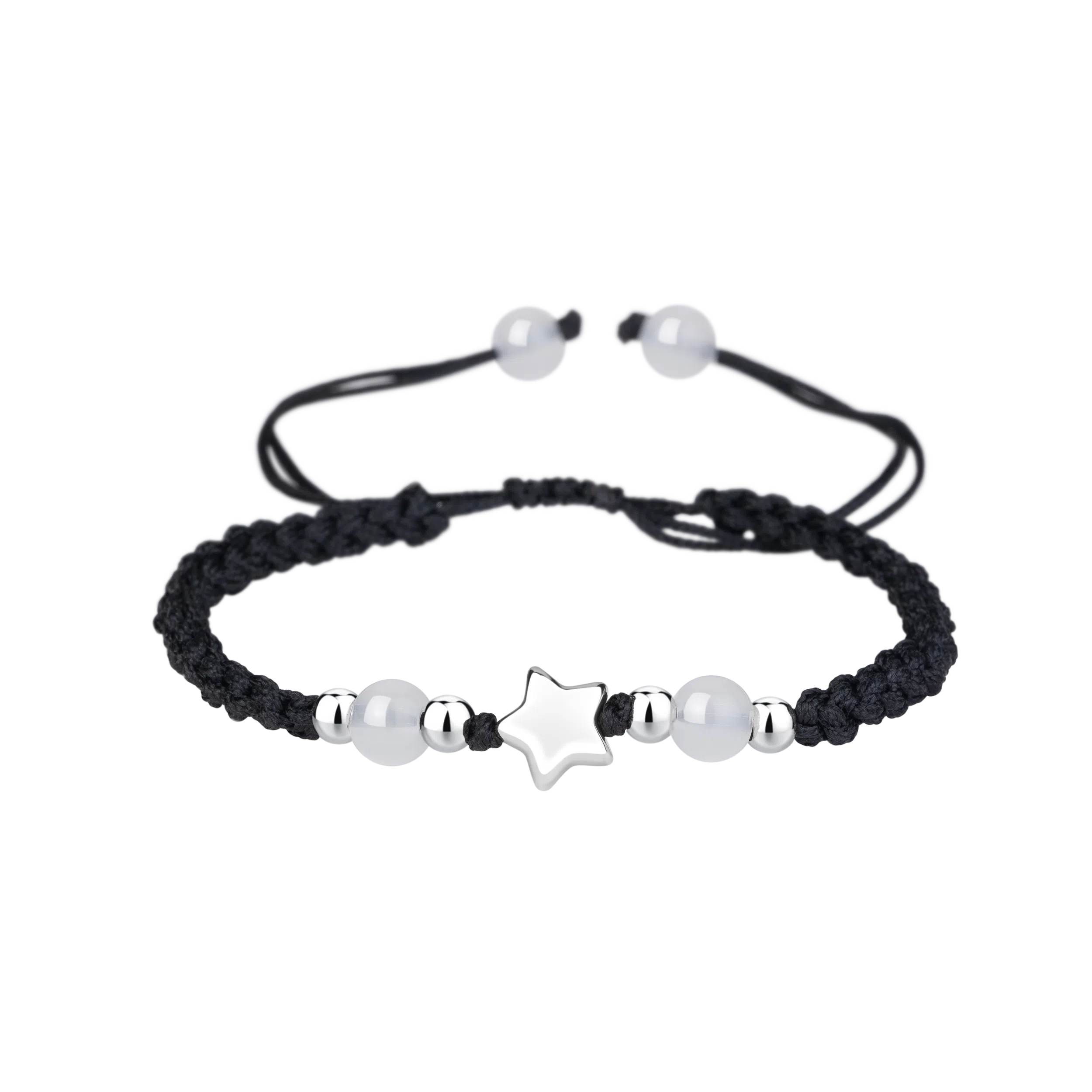 【S999纯银星星】 色菲尔 新中式可爱个性手链 小清新甜美韩式国风好运转运珠时尚简约通勤日常百搭可调节 织物 手绳 男女同款情侣款